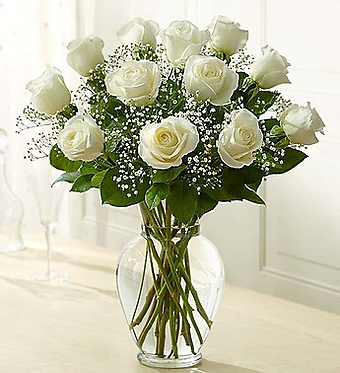 12 Premium Long Stem White Roses